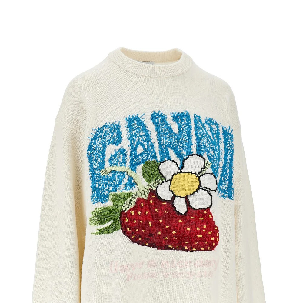 Ganni Pullover In Misto Lana Strawberry - Picture 2 of 3